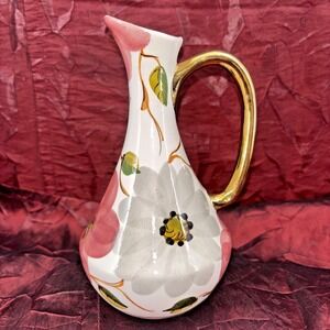 Vintage Portuguese Pereiras Valado Porcelain Vinegar Cruet Hand Painted 7 In EUC